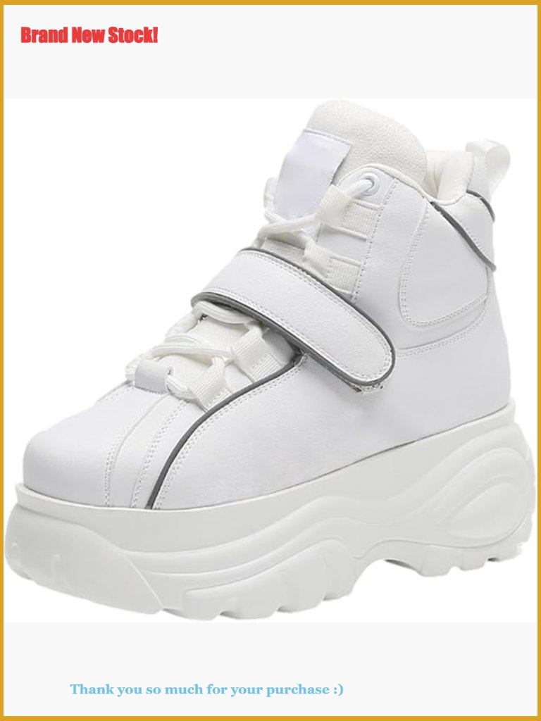 Goth Punk Chunky Sneakers With Wedge Heel And Velcro Strap